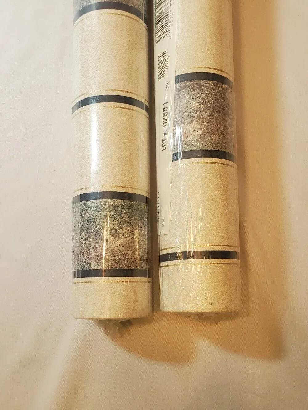 Sunworthy Vtg Striped Vinyl Wallpaper Double Roll 55.4 Sq Ft Ea, Lot Of 2 Rolls